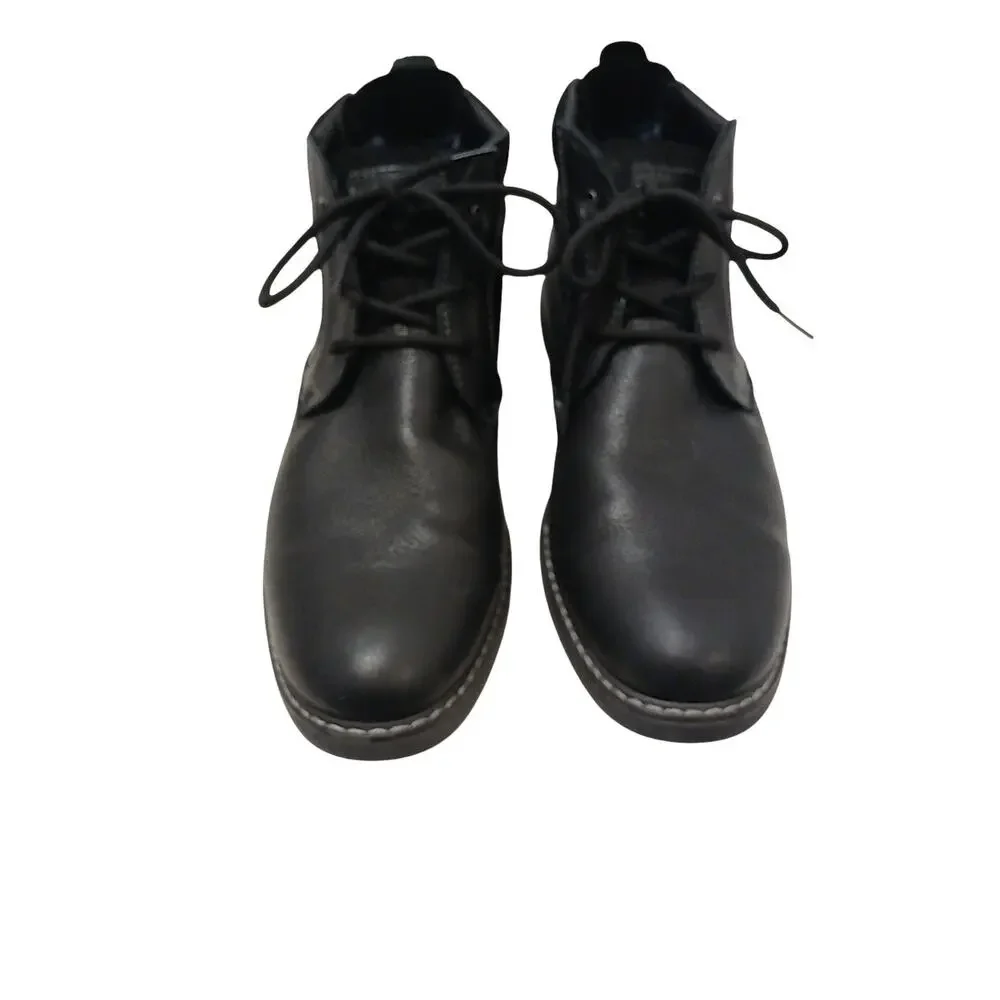 Nunn Bush Bayridge Plain Toe Chukka Boot Sz 10W Black Leather Tumbled‎ 84928-001